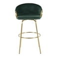 thumbnail image 4 of LumiSource Gold Metal, Green Velvet Claire 30" Fixed-Height Bar Stool - Set of 2, 4 of 8