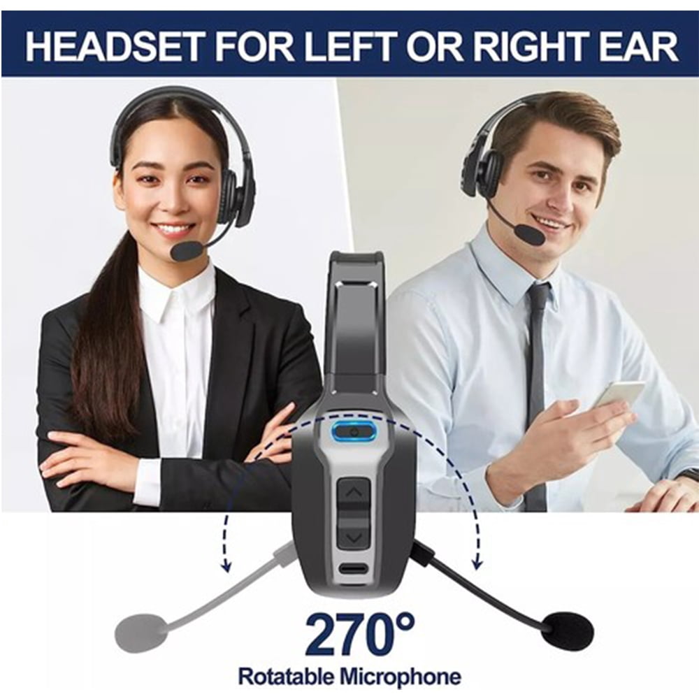 Trucker Wireless Headset Bluetooth 5.2 Earpiece Dual Mic Earbud Noise Cancelling