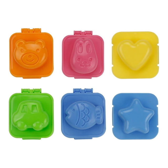 Billuyoard Molde de bola de arroz Bento hervido, molde de dibujos animados , moldes de decoración DIY, utensilio de cocina, accesorio de cocina, Mostrada 6 moldes para huevos