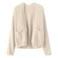 thumbnail image 4 of Womens Lightweight Open Front Casual V-Neck Long Cardigan Sweater with Pockets Beige1, S, 4 of 4