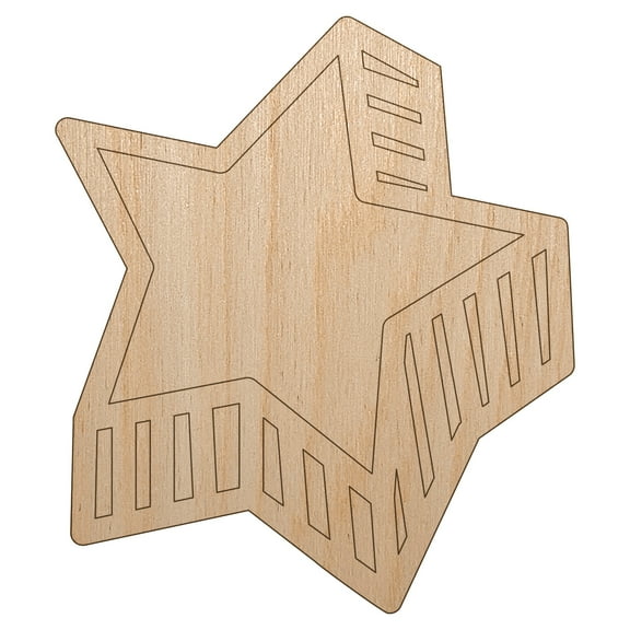 Star with Shadow Excellent Doodle Wood Shape Unfinished Piece Cutout Craft DIY Projects - 4.70 Inch Size - 1/8 Inch Thick