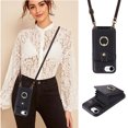 thumbnail image 5 of Compatible with iPhone 16e/SE 2025/SE 4 Wallet Phone Case Screen Protector Ring Crossbody Strap Stand Credit Card Holder RFID Cell Cover for i Phone16e i16e 16 e SE4 4th Generation Women Girls Black, 5 of 9