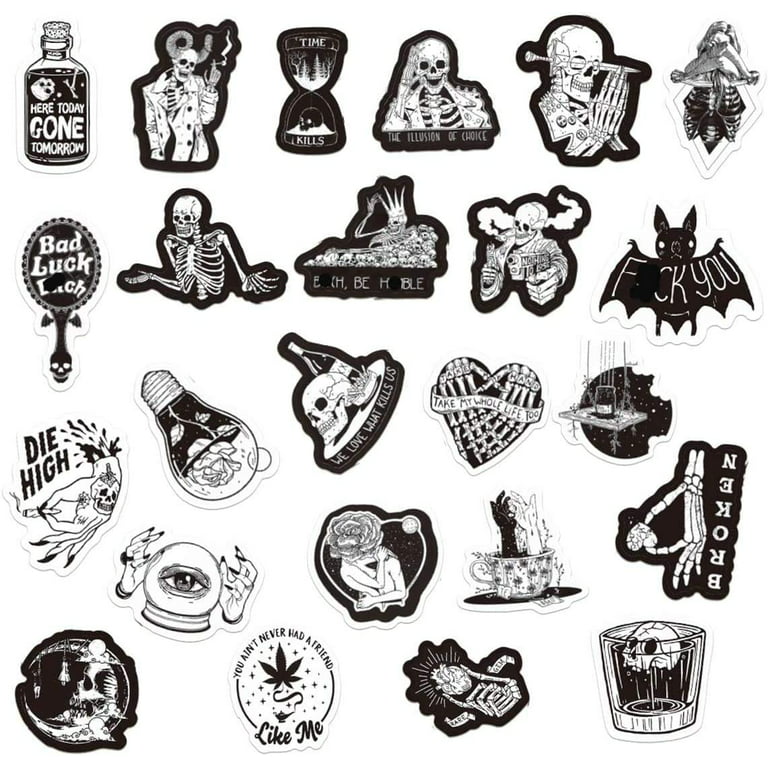 Gothic Stickers, 50 Pcs Goth Vinyl Sticker Pack, Waterproof Skeleton  Stickers for Laptops, Water Bottles, Phone Case, Skull Stickers Decals for  Teens and Adults 