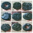 thumbnail image 2 of Jade pendant, made of black ink jade with openwork snake pattern, translucent green under light, magnetic jade., 2 of 4