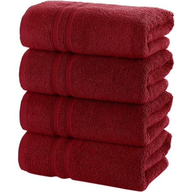 Hammam Linen Burgundy Hand Towels Set of 4 Luxury Cotton Hand Towels