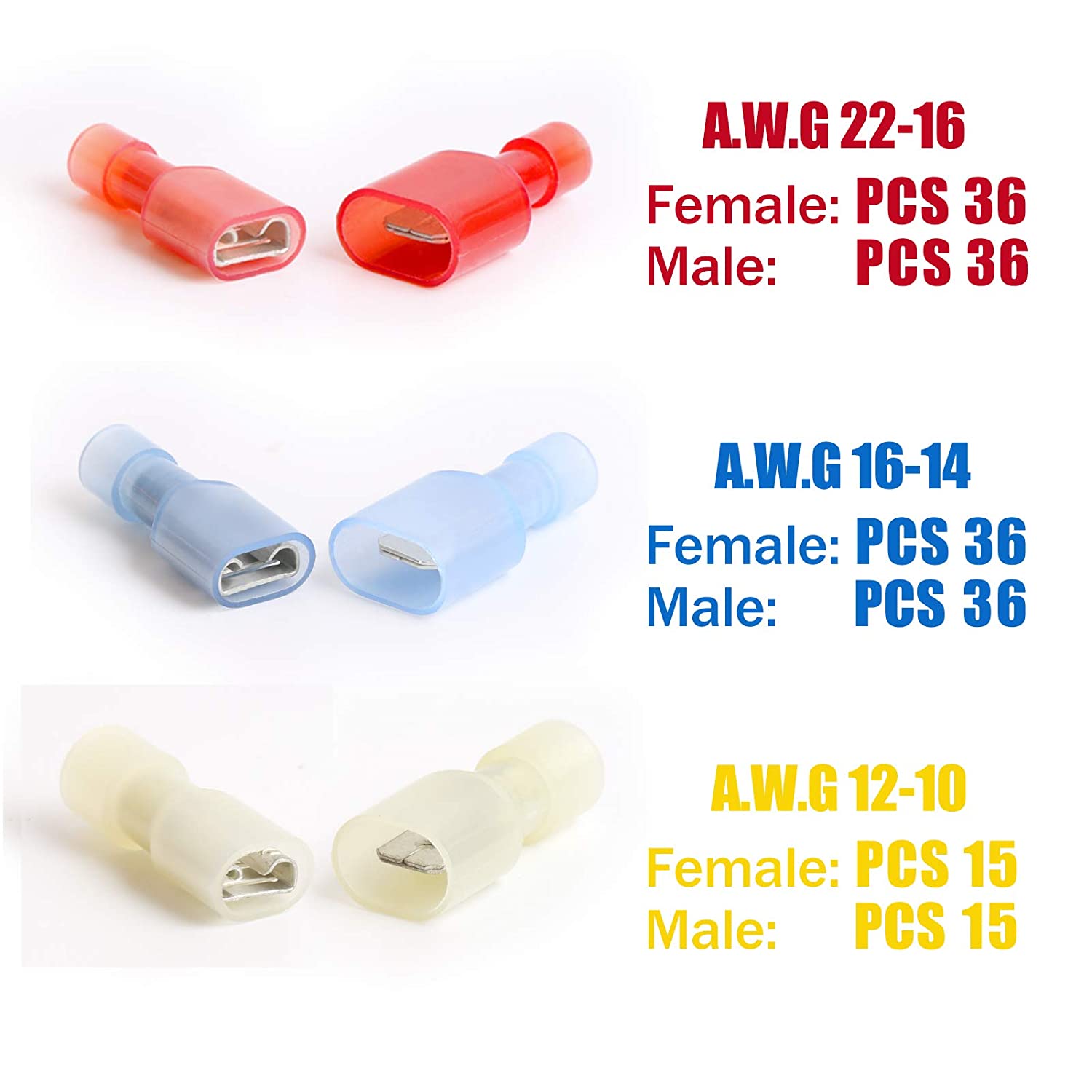 200 Pack Female Spade Wire Connectors – Blue Vinyl Insulated Quick Disconnects, 16-14 AWG Crimp Terminals