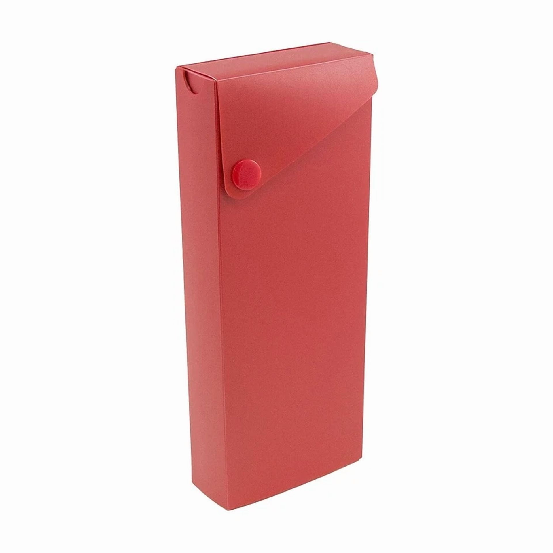 Jam Paper Plastic Sliding Pencil Case Box With Button Snap Red 2166513299