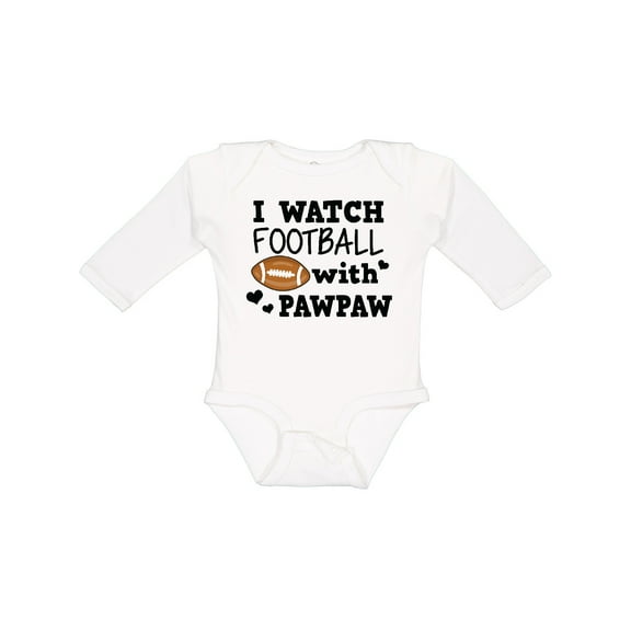 Inktastic I Watch Football with My Pawpaw Boys Long Sleeve Baby Bodysuit