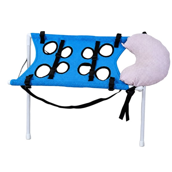 Pet Grooming Hammock Foldable Dog Bath Holder Sling Shower Chair with 8‑Hole Breathable Polyester Mesh, Adjustable Straps for Small Dog Cat Nail Trimming Bathing Grooming (Blue)