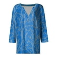 thumbnail image 5 of Dvprdro Women's Plus Size Floral Tunic Blouse Casual Boho Printed V Neck Loose Shirt Top Basic 3/4 Sleeve Comfy Tops, 5 of 5