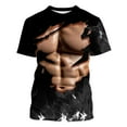thumbnail image 4 of ZCFZJW 3D Workout Tees Shirt for Men Big and Tall Regular Fit Casual Fake Abs Print Summer Short Sleeve Round Neck Graphic T-Shirt Tops Black XL, 4 of 6
