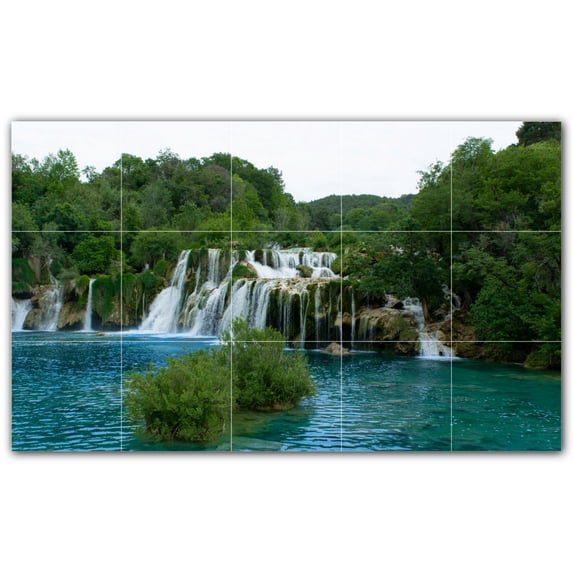 Picture-Tiles.com: Waterfalls Ceramic Tile Wall Mural WAL501113-53M. 30"W x 18"H using (15) 6" x 6" Ceramic Tiles-Satin Finish