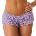 thumbnail image 3 of Penkiiy Women Ruffled Bloomer Shorts Y2K Cute Lace Ruffle Shorts Elastic Waist Fairy Mesh Layered Micro Shorts M Purple, 3 of 4