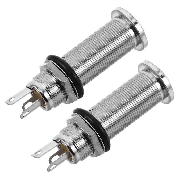 FOLOYORI 2Ud Jack De Salida Para Guitarra Eléctrica Con Corto Y Acabado Metálico Plateado