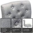 thumbnail image 6 of Modern Upholstered Bar Stool with Back Set of 2, Armless 360° Swivel Adjustable Height Linen Padded Bar Chair for Kitchen Island, Dining Room, or Café (Light Gray), 6 of 9