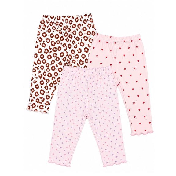 Piparoo 3-Pack Printed Leggings for Baby and Toddler Girls – Cute Casual Pants – Suitable for Ages 6M-4T