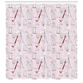 thumbnail image 3 of Ambesonne Paris Shower Curtain, Violin Eiffel Cat Bow Tie, 69"Wx75"L, Pale Pink Scarlet White, 3 of 3