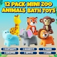 thumbnail image 2 of Mini Zoo Animals Bath Toys - (Pack of 12) Vinyl Rubber Jungle Safari Animal Figures, Squeezable Bath Tub Toys for Kids, Baby Shower, Birthday Party Supplies, Favors, Cake Decor, Table Decorations, 2 of 8