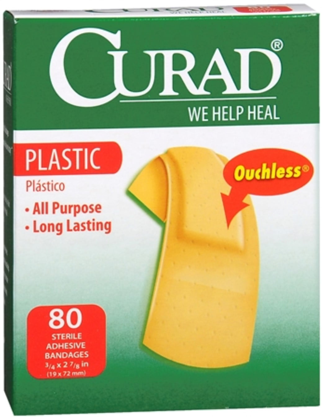 Curad Plastic Bandage 4 Side Seal LongLasting Protection, 80ct, 6Pack