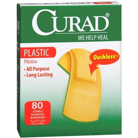 Curad Plastic Bandage 4 Side Seal Long-Lasting Protection, 80ct, 6-Pack