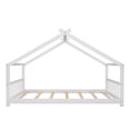 thumbnail image 4 of Bellemave Full Size House Bed,Wood Platform Bed with Headboard and Footboard, House Floor Bed with Roof and Slat  (White,Full), 4 of 8