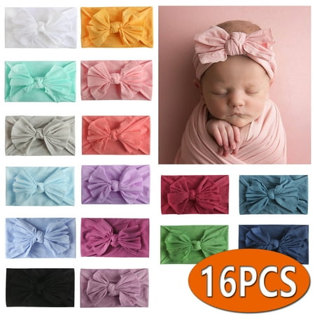 Baby Nylon Headbands Hairbands Elastics Hair Accessories for Baby Girls Newborn Toddlers Kids Gifts, 16PCS