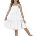 thumbnail image 1 of DecSea Girls Tie Back Dress Spaghetti Strap Ruffle Hem Casual Summer Beach Sundress with Pockets, 1 of 9