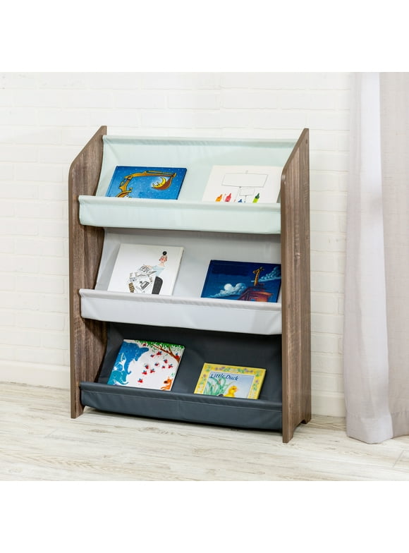 Honey-Can-Do 3-Shelves Kids Bookcase, Brown/Green