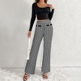 thumbnail image 2 of Fshinging Women Dress Pants Elegant Houndstooth Print High Waist Flare Wide Leg Plus Size Trousers, 2 of 7