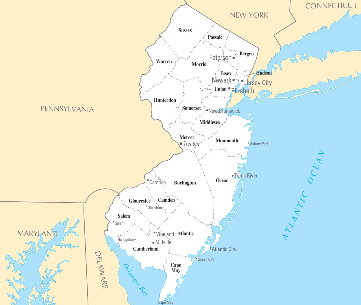 New Jersey Area Code Map