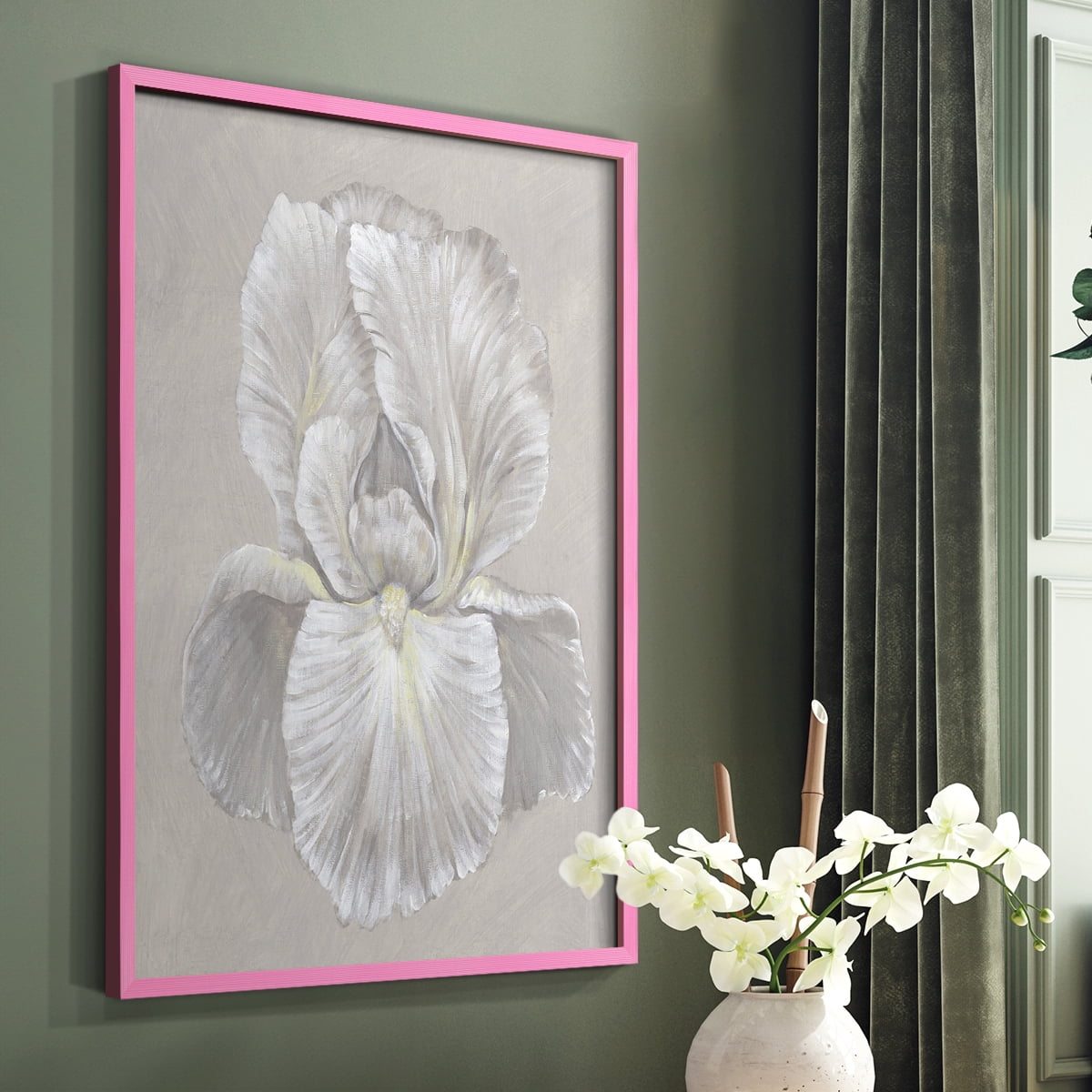 White Iris I Framed Print in Pink Solid Wood 11 x 14 Framed Print