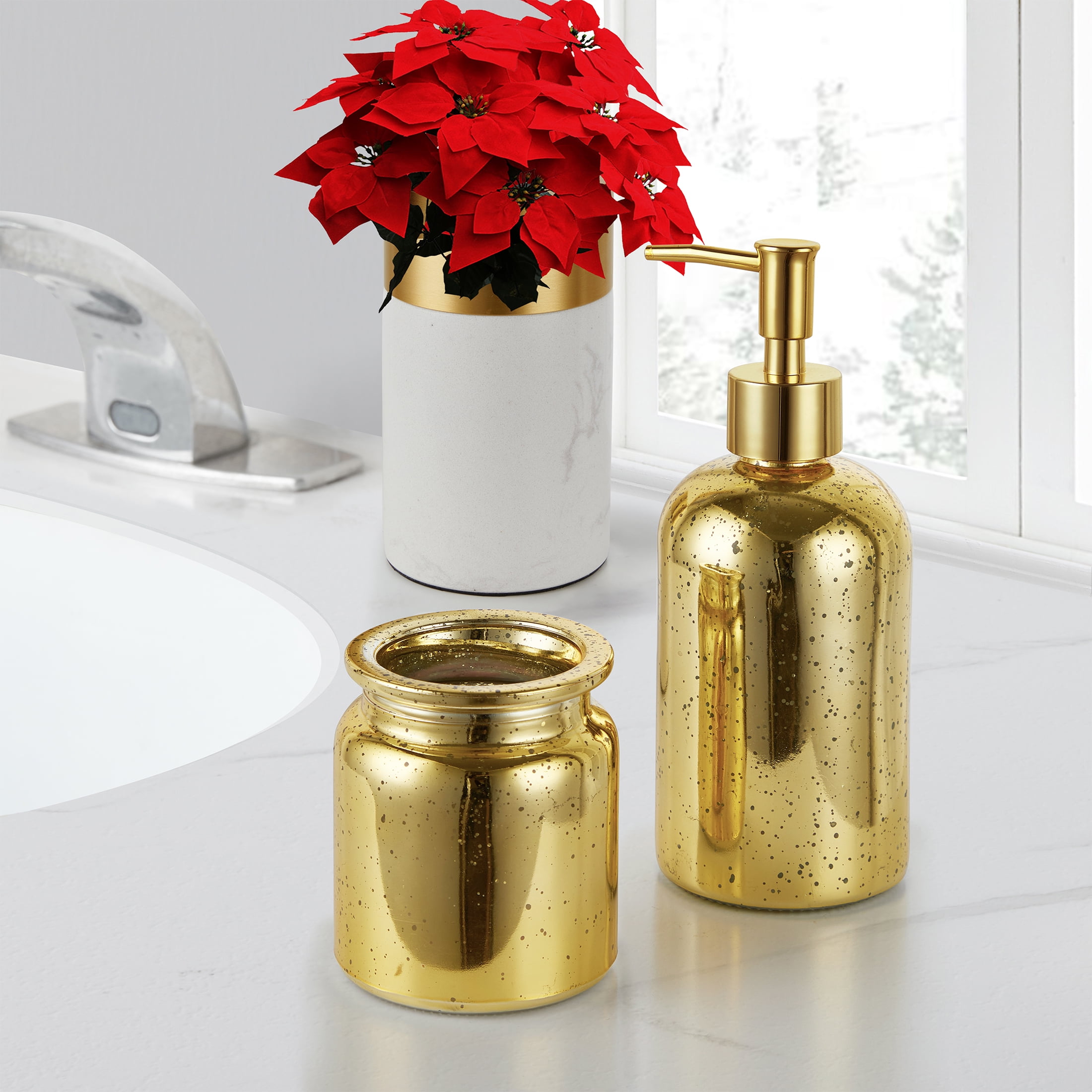 Vizcaya Champagne Gold Mercury Glass Bath Accessories