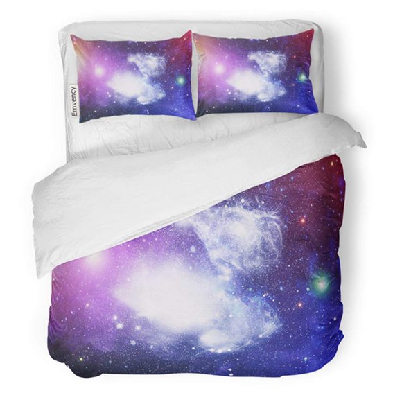 RYLABLUE 3 Piece Bedding Set High Definition Star Field Starry Outer Space Colorful Night Sky Twin Size Duvet Cover with 2 Pillowcase for Home Bedding Room Decoration