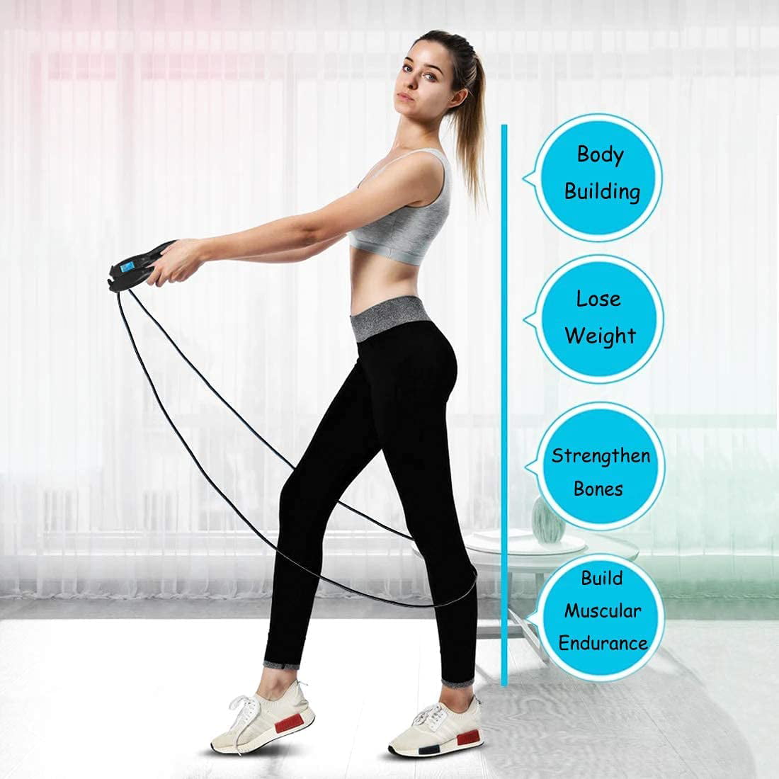 Skipping Ropes Fitness Women Men Cordless Jump Rope for Training Fitness Kids Digital Jump Rope with Calorie Counter Weighted Jump Rope for Exercise Women Girl 