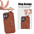 thumbnail image 5 of Allytech Wallet Case for iPhone 16, Card Holder & Zipper Pocket, Finger Grip Ring, Screen & Camera Protection, Luxury PU Leather Kickstand Double Buttons Flip Shockproof Case, Brown, 5 of 7
