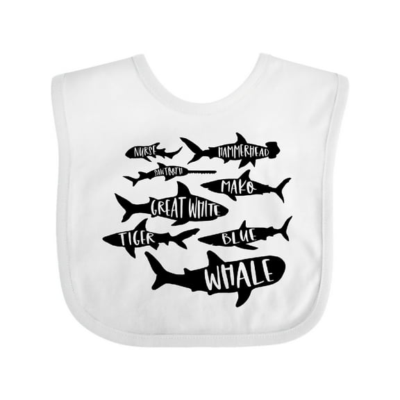 Inktastic Types of Sharks Boys or Girls Baby Bib