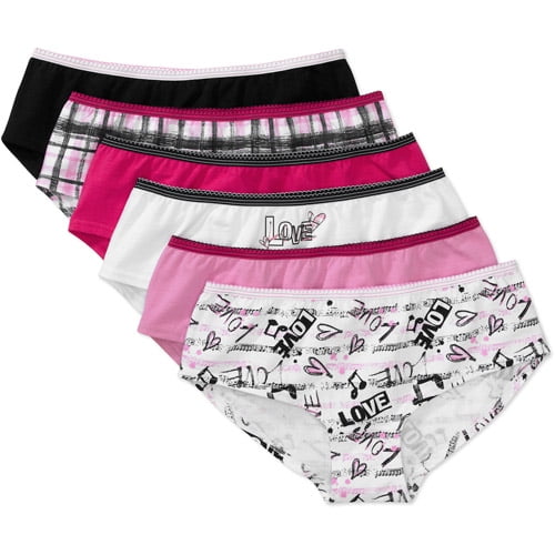 No Boundaries Juniors Stretch Cotton Hipster Panties, 6Pack