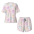 thumbnail image 5 of "Wukai Colorful Bunny Women's Pajama Set - Short-Sleeve Top and Shorts with Elastic Waistband and Pockets for Loungewear, Yoga, and Casual Wear-Large, 5 of 8