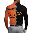 thumbnail image 4 of FOPSUFGWFO T-shirts For Men Halloween Funny Shirt Long Sleeve Lightweight Daily Wear Fall Winter Tops With Pumpkin Bat Print Saffron 3XL, 4 of 4