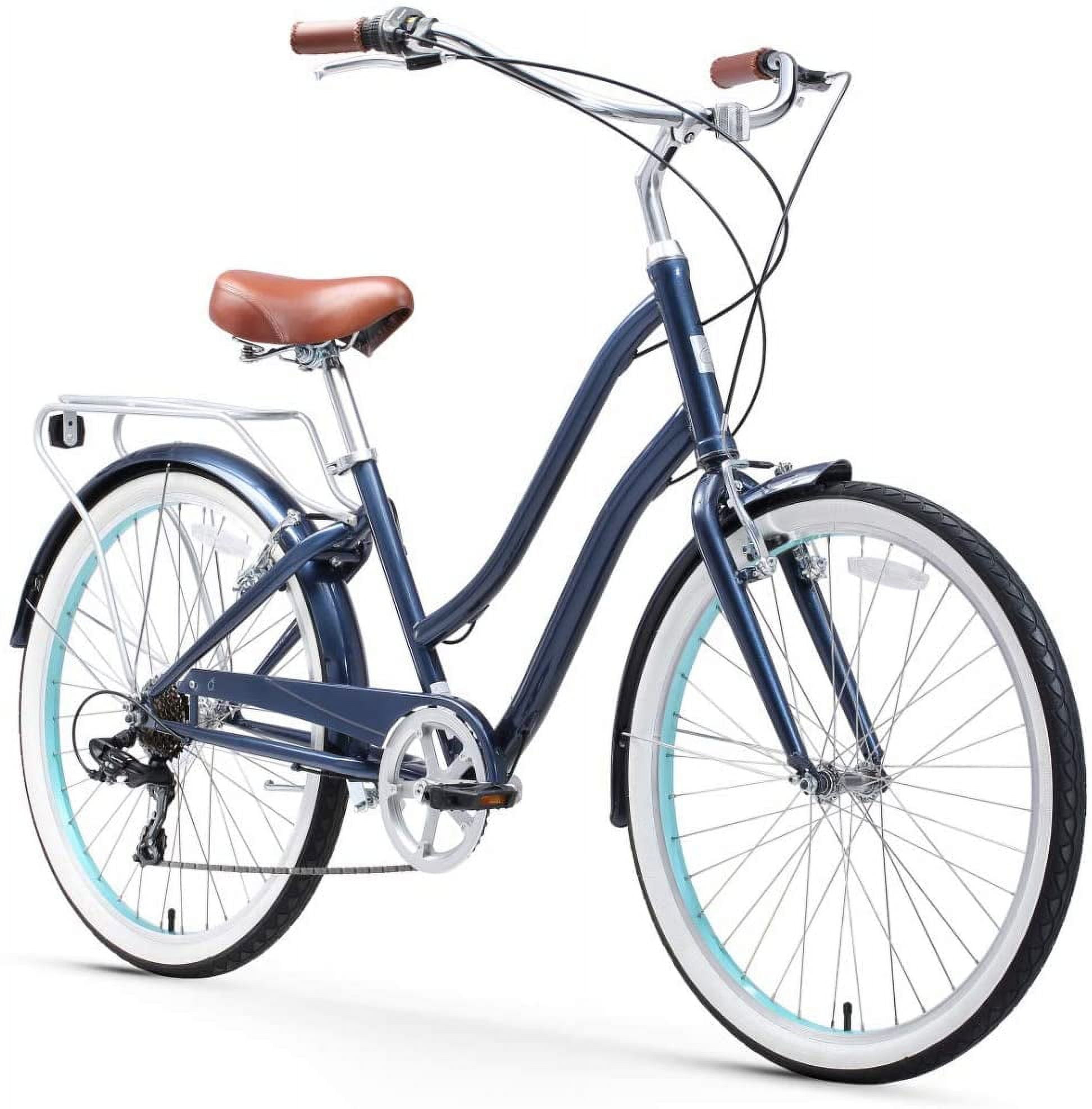 sixthreezero Every journey Women s 7 Speed Step Through Hybrid Cruiser Bicycle 26 In. Wheels and 17.5 In. Frame Navy