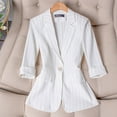 thumbnail image 2 of Womens Fitted Blazer Suit Jackets with Pockets 3/4 Sleeve Notch Laple Collar One Button Business Casual Outfits (2XL, White), 2 of 4
