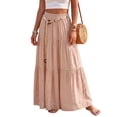 thumbnail image 3 of Boho Skirts for Women Elastic High Waist A Line Maxi Skirts Casual Summer Beach Vacation Flowy Pleated Skirts, S, 3 of 9