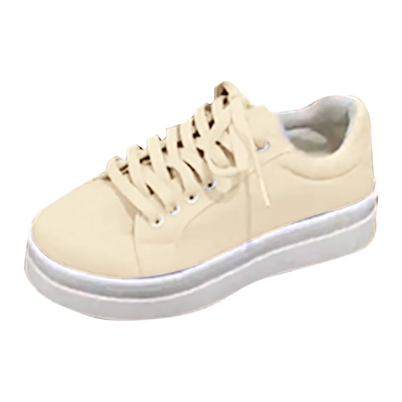 YLYL Women's Platform Canvas Shoes Lace up Comfortable Fashion Casual Slip on Walking Shoes