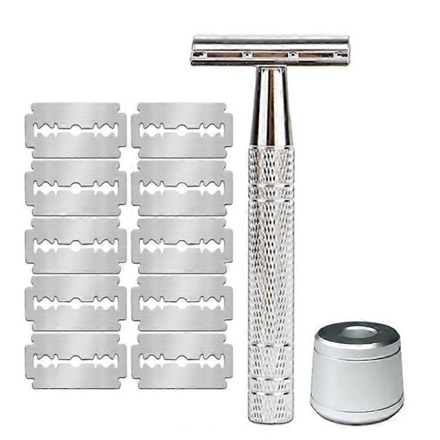 Rasoir de Sécurité pour Hommes et Femmes avec 10 Lames de Rasoir de Sécurité, Rasoir Manuel Zéro Déchet pour Hommes, Rasoir à Main Réutilisable pour Femmes, Rasoir Mécanique pour Hommes