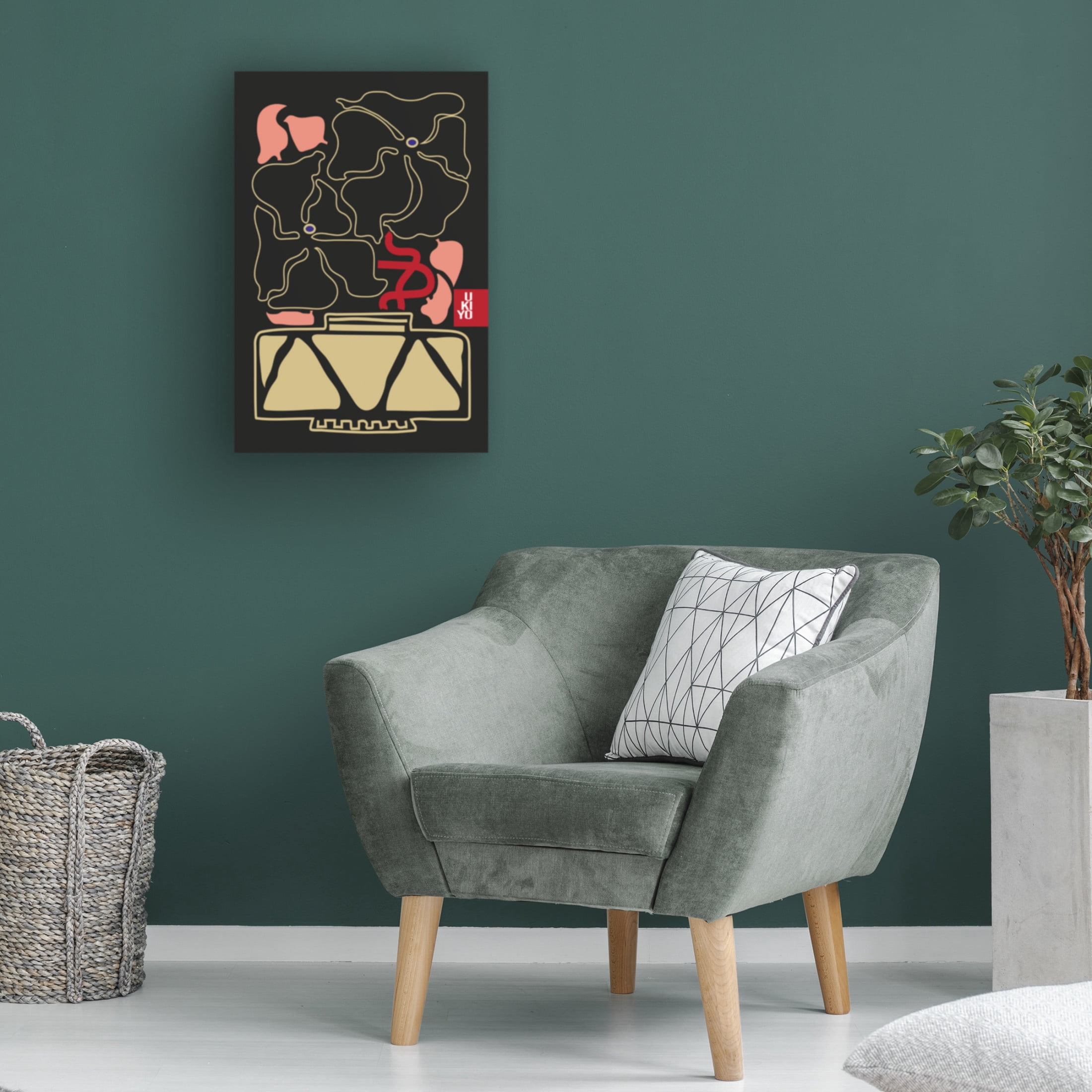 Trademark Fine Art Frances Collett Ukiyo Vase Flower Outline Canvas Wall Art