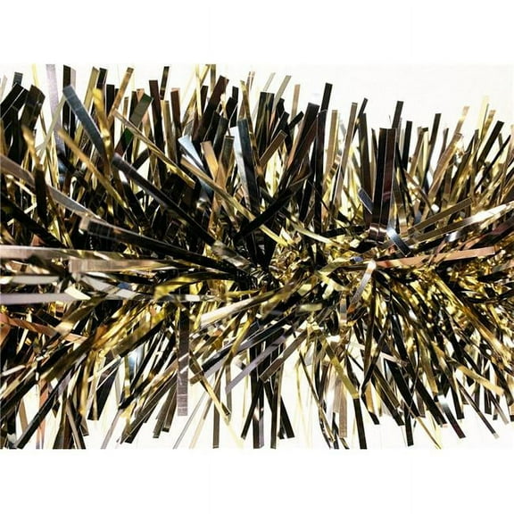 Queens of Christmas HP-GAR-PRDUE-06 6 in. Mylar Sections Garland, Black & Gold - 20 ft.