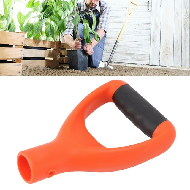 Grip Shovel Handle, Rugged Lightweight D Shaped Shovel Handle Ergonomic for Digging Raking Tools White,Orange