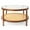 Brown, variant on 31.5" Rattan Coffee Table - Round Tempered Glass Top , Hand-Woven Rattan Shelf, Rubberwood Frame, Indoor/Outdoor Use for Living Room, Patio, Bedroom, Balcony
