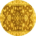 thumbnail image 1 of Ahgly Company Indoor Round Oriental Yellow Traditional Area Rugs, 5' Round, 1 of 4