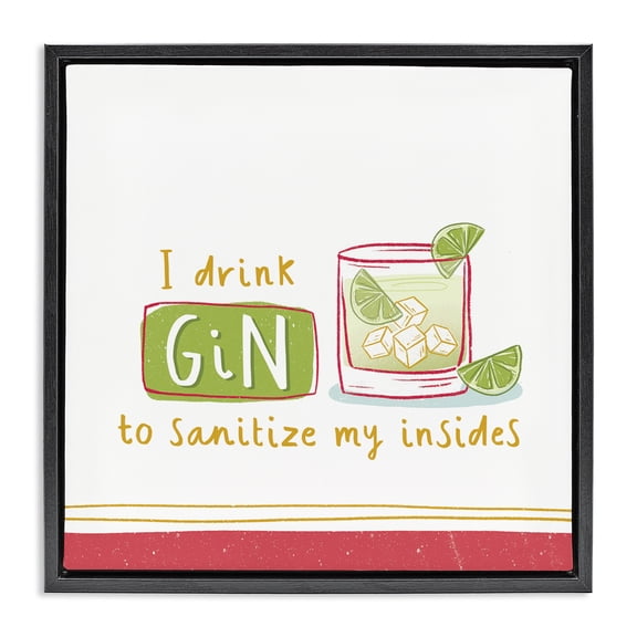 Stupell Industries Eclectic Funny Gin Phrase Black Floating Frame Canvas Art, 18 x 18, by Courtney Morgenstern